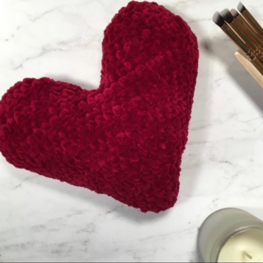 Handmade Crochet Heart Pillow